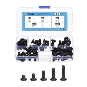 50Pcs M6 x 8mm /12mm /16mm/ 20mm /25mm Flat Head Hex Socket Cap Screws Bolts Kit, Carbon Steel Black Oxide, Full Thread, Countersunk Bolts