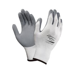قفاز Ansell HyFlex 11-800 من النايلون، طلاء نيتريل رغوي رمادي، سوار معصم محبوك، كبير، مقاس 9 (عبوة من 12 قطعة)