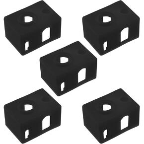 5pcs 3D Printer Heater Block Silicone Socks Cover Compatible with E3D V6 PT100 Heater Extruder Hotend Block Protective Sock Black