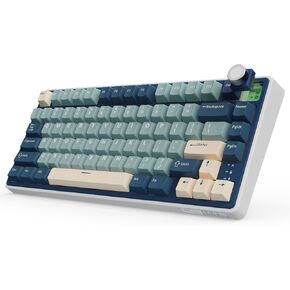 RK ROYAL KLUDGE R75 Wireless Mechanical Keyboard, 75% Percent Custom Gaming Keyboard Gasket Mount RGB Backlit with Knob & PBT Keycaps, BT5.1/2.4GHz/USB-C, QMK/VIA, Hot Swappable Cream Switch
