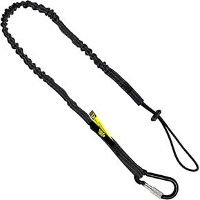 3 Foot Safety Tool Lanyard, Tough Scaffold Hard Hat Lanyard with Carabiner, Adjustable Loop End, Construction Black