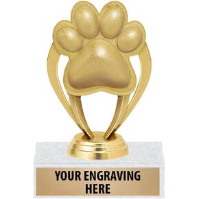 6" Gold Paw Print Trophies - Personalized Mascot Trophy Awards Prime