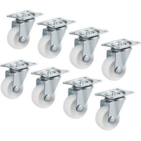 uxcell Swivel Caster Wheels 1.5" Polypropylene with 360 Degree Top Plate 44LBS Capacity for Furniture Carts Workbench, White, Pack of 8