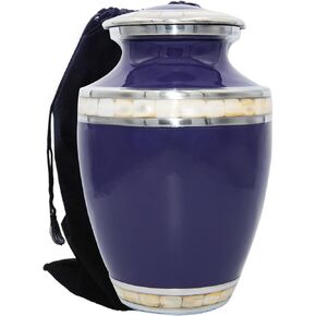 Purple Human Adult Funeral Cremation Urn with Velvet Bag