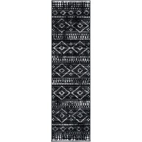 SAFAVIEH Montage Collection 2'3' x 8' Grey/Black MTG291Z Boho Indoor/ Outdoor Non-Shedding Easy scrubbing Patio Backyard Porch Deck Mudroom Runner-Rug