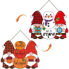 FLYAB Thanksgiving Turkey Door Decorations Thanksgiving Wreath for Front Door Thanksgiving Door Hanger Gobble Gobble Sign Thanksgiving Party Decorations for Home Wall Porch Indoor Outdoor