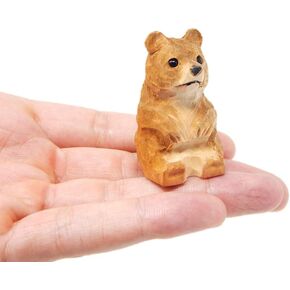 Black Bear Handmade Figurine Wood Carving Miniature Decoration Statue Art Craft Small Animal