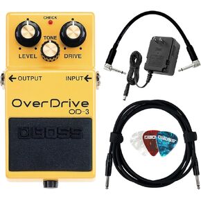 Boss OD-200 Hybrid Drive Bundle with Power Supply, Instrument Cable, Patch Cable, and Picks