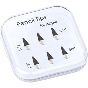 2B Double Soft Pencil Tips - for Apple Pencil 1st Gen & 2nd Generation iPad Pen Nibs & Crayon Pencil Tip (White)