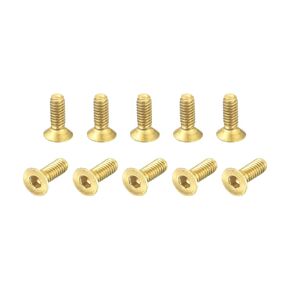 uxcell Flat Head Socket Cap Screws, M2.5-0.45 x 5mm Brass Inner Hex Drive Fasteners Bolts 24Pcs