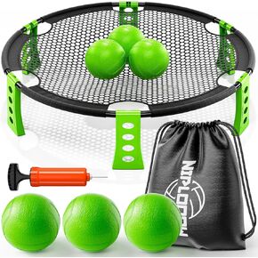 NIPLOOW Outdoor Beach Ball Game Set for Kids Teens Adults, Includes 6 Balls, Net and Carrying Bag, Outdoor Game Beach Toys Lawn Yard Games for 3 4 5 6 7 8 9 10 Year Old Boys Girls Kids Adults Family