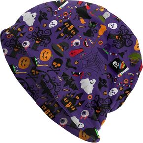 LAIPUTER Halloween Beanie Standard Closed Chemo Hat Cancer Headwear Knitted Hats Baggy Slouchy Cap for Adults Women Men
