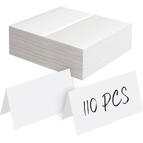 110 PCS Tent Cards, Small Place Cards with Gold Foil Border Delicate Seating Cards Blank Name Cards Escort Cards for Wedding, Table, Dinner Parties, Receptions (Each Measures 2" x 3.5")