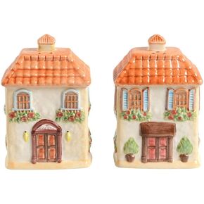 Certified International 23685 Piazzette 3-D Villa Salt & Pepper Set 4.5 inch