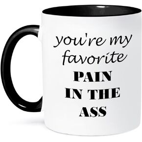 3dRose You're My Favorite Pain in The Ass Mug, 11 oz, Black