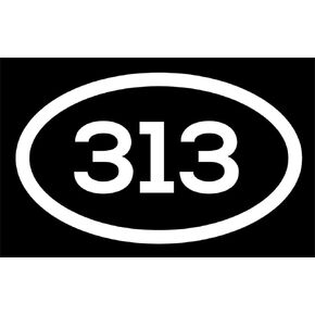 DHDM 313 Area Code Sticker Michigan Detroit Allen Park Dearborn City Pride Love | 5-Inches by 3-Inches | Premium Quality White Vinyl | ND611