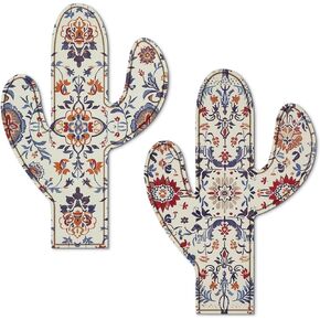 Putuo Decor 2pcs Wood Cactus Art Boho Western Wall Decor Cactus Wall Decor Vintage Western Decor For Home Natural Themed Wall Decor Southwestern Aztec Boho Home Living Room Decorations