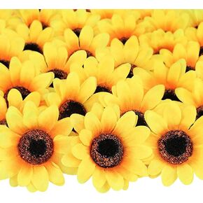 GSHLLO 25 Pcs Small Fake Sunflower Heads Faux Yellow Flower Heads Fabric Daisy Flowers Decorative Party Sunflowers Mini Artificial Daisies Craft Floral Flowers
