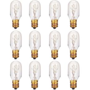 Moflekja Himalayan Salt Lamp Bulbs, T20 25W Original Replacement Long Lasting Incandescent Candelabra Light Bulbs E12 Socket, 120V 2700K Warm White, Pack of 12