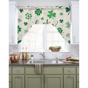 Cherries Swag Valance Kitchen Curtains, Rod Pocket Valance Curtain Panels for Bedroom Living Room Bathroom Cafe Windows, Farmhouse Fruit Boho Polka Dot 56''x36''