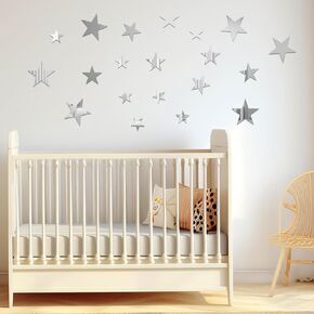 CEYAZYE Wall Mirror Tiles, 20Pcs Star Mirrors for Wall, Self Adhesive Wall Mirror Stickers, Acrylic Mirror Cute Room Wall Decor Y2k Aesthetic Living Room Bedroom Decor
