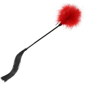 Silicone Horse Riding Whip Soft Feather Tickler Furry Feather Teaser Feather Cleaning Duster Role Play Toys for Adults Couples Black