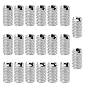 20Pcs M12 to M8 Threaded Repair Insert Nut, Male Thread M12x1.75 and Female Thread M8 x 1.25 Length 18MM Conversion Reducer Nut Stainless Steel Slotting Thread Adapter