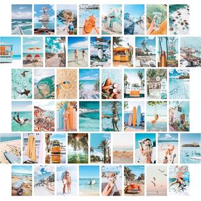 Blue Wall Collage Kit Aesthetic Pictures,Wall Art Posters for Teen Girls Room or Bedroom Decor,Boho Pictures Posters,Aesthetic Wall Decor,50 Set 4x6 Inch (Blue)