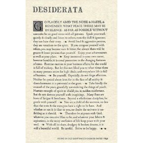 11x17 Archival Parchment Motivational Desiderata Poem by Max Ehrmann