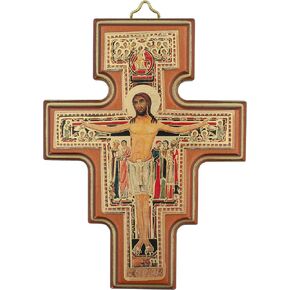 San Damiano Cross | Wooden Wall Cross | Beautiful Catholic Home and Office Decor | Great Wedding Gift | Franciscan Cross | Beautifully Detailed | Made in Italy