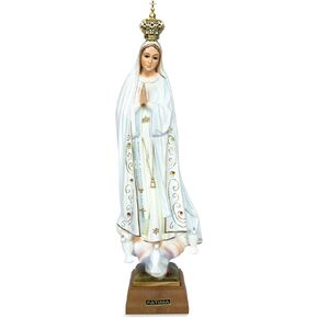 Hand Painted Our Lady of Fatima Statue - Made in Fatima (11", Glass Eyes)