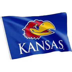 Desert Cactus The University of Kansas Flag Jayhawks KU Flag Banners 100% Polyester Indoor Outdoor 3x5 feet Flags (Style 2)