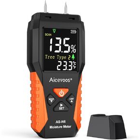 N6 Digital Wood Moisture Meter, Water Leak Detector, Backlit LCD Display, Wood Moisture Detector, Pin Type Water Leak Detectorfor Wood, Firewood, Lumber, Floor