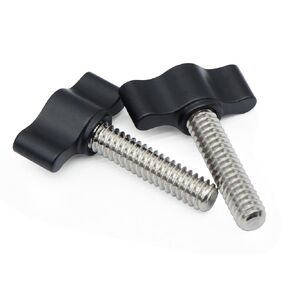 Xadnitu 4 Packs 1/4"-20 x 1" Black Thread Thumb Screw, Stainless Steel Standard/Coarse Thread with Black Adjustable Tee Wing Aluminum Knob to Remove Replace Hand Clamping Tightening Knob Power Supply