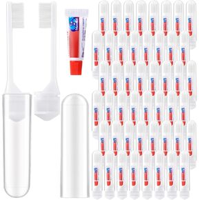 50 مجموعة من فرش الأسنان المخصصة للسفر، فرشاة أسنان قابلة للطي ملفوفة بشكل فردي، فرشاة أسنان ومعجون أسنان مع علبة فرشاة أسنان، شعر ناعم من فحم الخيزران للبالغين، التنزه سيرًا على الأقدام والتخييم في الأعمال in Kuwait