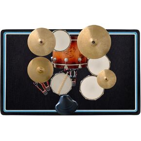 Drum Rug, 5 Ft x 6 Ft Drum Mat Drum Carpet Music Rug with Non-Slip Bottom, Soundproof Electrical Drum Pads for Drummers, Orange and White Border