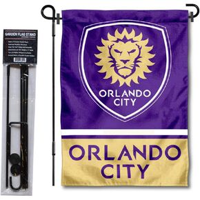 WinCraft Orlando City Soccer Club Garden Flag with Stand Pole Holder