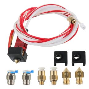 Ender 3 Hotend,Assembled Extruder, PTFE Tubing for Creality Ender 3 Pro/Ender 3 V2 Witch 3 × Silicone caps, 3 × 0.4mm nozzles and 2 Pairs of Pneumatic Fittings