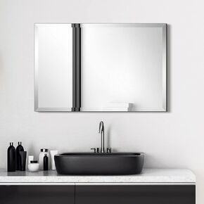 Empire Art Direct Frameless Beveled Wall Mirror, Prism Panel,1"- Beveled Bathroom Mirror, Vanity, Bedroom, Large Mirror, Ready to Hang, 36" x 24", Clear