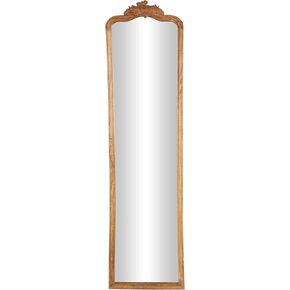 Deco 79 Mango Wood Scroll Room Floor Mirror Entryway Mirror with Carved Groove Frame, Free Standing Mirror 20" x 1" x 76", Brown