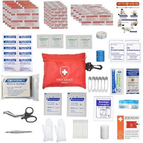 Portable First Aid Kit - Waterproof Hard Shell Emergency Medical Supplies with Dual-Layer Design for Home, Car, Office, Travel, Camping, Hiking, Outdoor, Sports, School, Boat