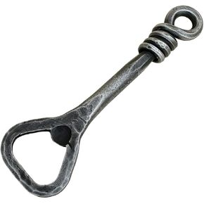 Living Ideas Hand Forged Twisted Handle Bottle Opener Wrought Iron Handmade Metal Beer Bottle Opener Black Antique Finish Heavy Duty Vintage Bottle Opener BY LIVING IDEA, 5.30x1.60/''