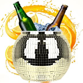 Disco Ball Ice Bucket Beverage Tubs Disco Ball Cup for Parties Large Retro Drink Bucket for Beer Cocktail Wine Champagne Cold Drinks, Disco Party Supplies Bar Cart Decor (Gold)