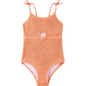 LIZENS Girls' One-piece Swimwear Adjustable 4-16 Hollow Cut Out Swimsuit Spaghetti Strap beach bathing suit for kids