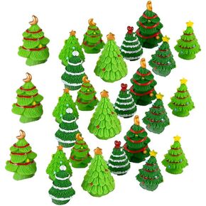 Ciieeo 40pcs Christmas Microlandscape Decor Desktop Decor Resin Holiday Tree Christmas Fairy Garden Ornaments Dollhouse Christmas Tree Xmas Cake Toppers Resin Decor Xmas Tree Mini Garnish