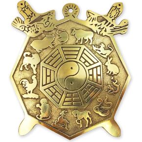 Chinese Bagua Mirror Twelve Zodiac Feng Shui Bronze Mirror Pendants, Gossip Mirror, Pisces Bronze Mirror, Bless The Family 5 Inches
