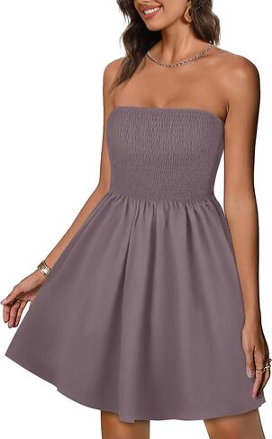 elescat Summer Dresses for Women Strapless Casual Beach Cover Ups Tube Top Sundress in Saudi Arabia