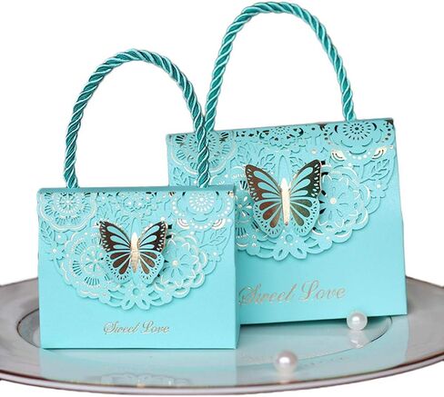 Eyxia Wedding Favor Boxes Flower Laser Cut Party Favors Bags Baby Shower Candy Holders Gift Box Set Butterfly Event Decoration Wholesale 20pcs Blue in Saudi Arabia