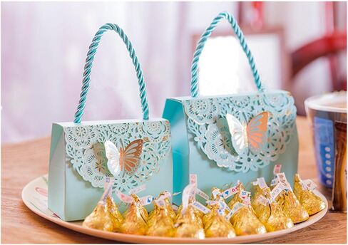 Eyxia Wedding Favor Boxes Flower Laser Cut Party Favors Bags Baby Shower Candy Holders Gift Box Set Butterfly Event Decoration Wholesale 20pcs Blue in Saudi Arabia