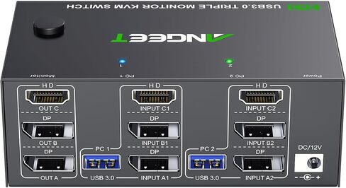 8K HDMI KVM Switch 2 Port 8K@60Hz 4K@120Hz,ANGEET HDMI 2.1 KVM Switch for 2 Computers Share 1 Monitor and 4 USB 3.0 Devices,HDCP 2.3, HDR 10,with Wired Remote and 2 USB3.0 Cable in Saudi Arabia